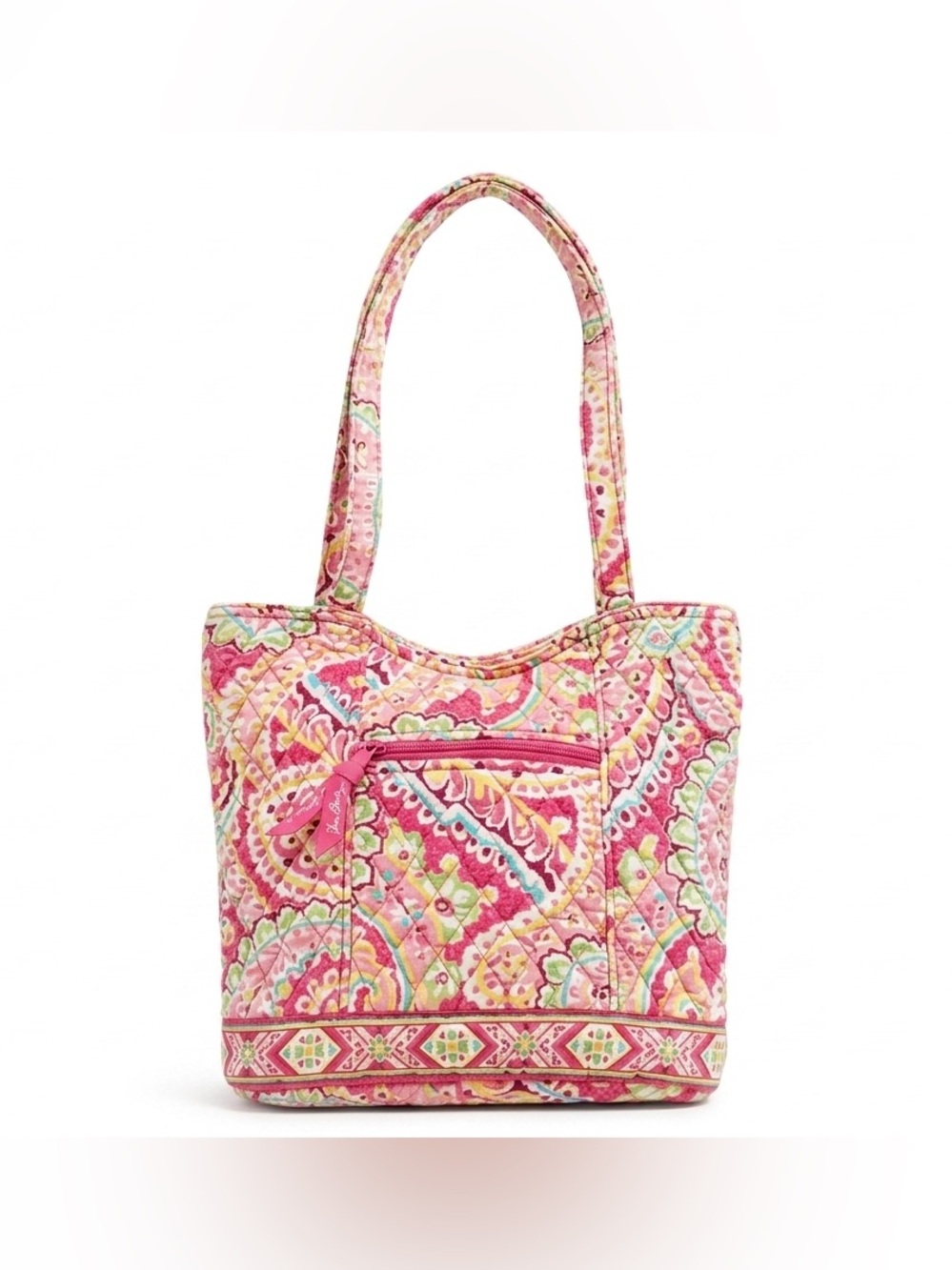 Vera Bradley Quilted Cotton Small Vera Tote Bag - Pink Swirls Paisley